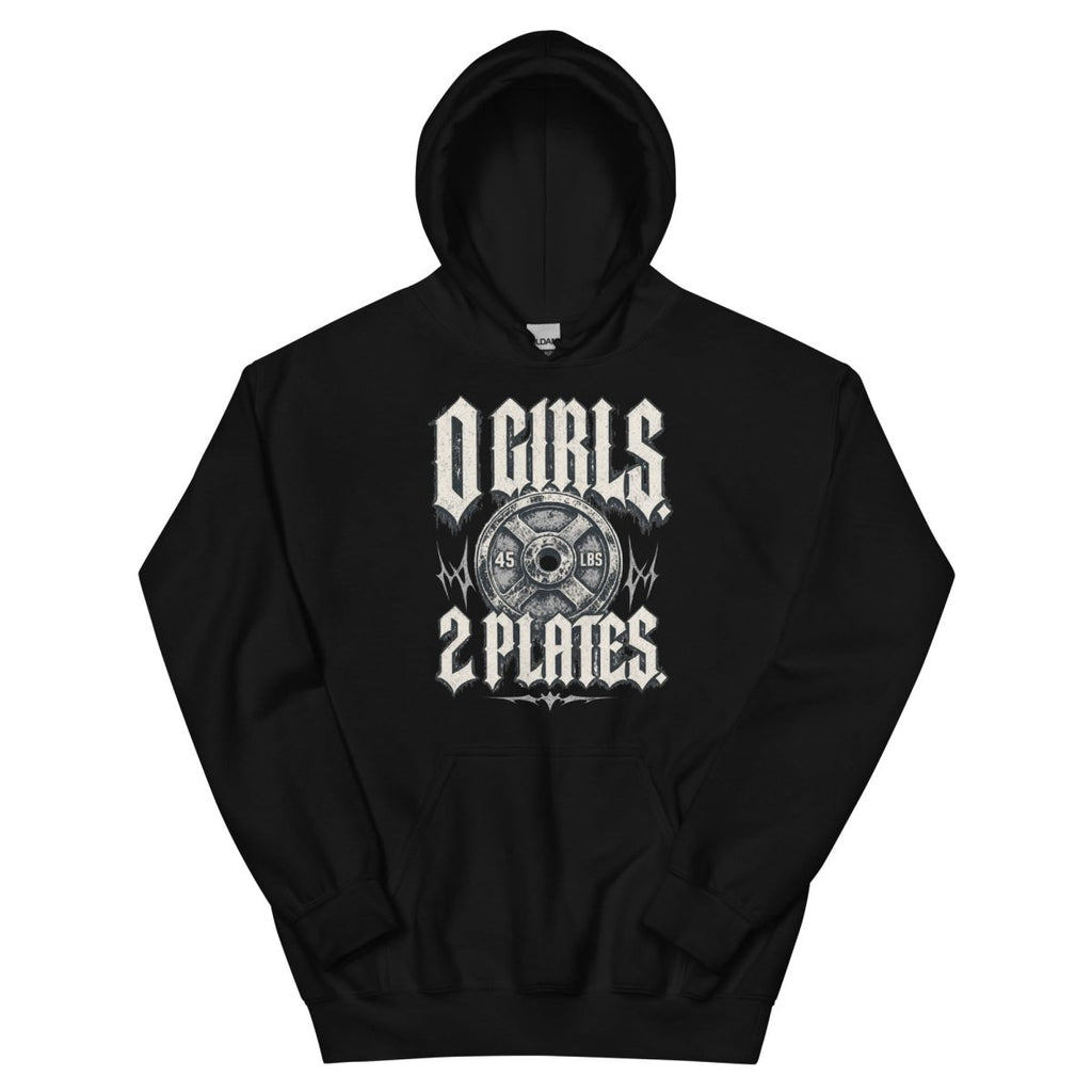 Gym Hoodie "0 Girls - 2 Plates" – Unisex Streetwear, S–5XL | Black Ursus - Streetwear - size_range | Black Ursus