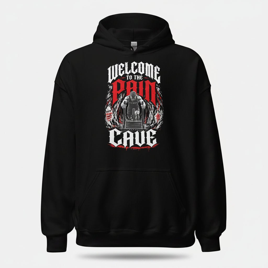 Gym Hoodie "PAIN CAVE" - Streetwear - size_range | Black Ursus