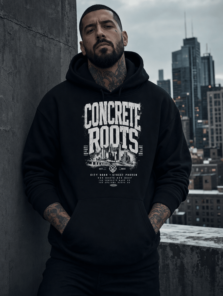 Hoodie "Concrete Roots" – Urban Streetwear S–5XL | Black Ursus - Streetwear - size_range | Black Ursus