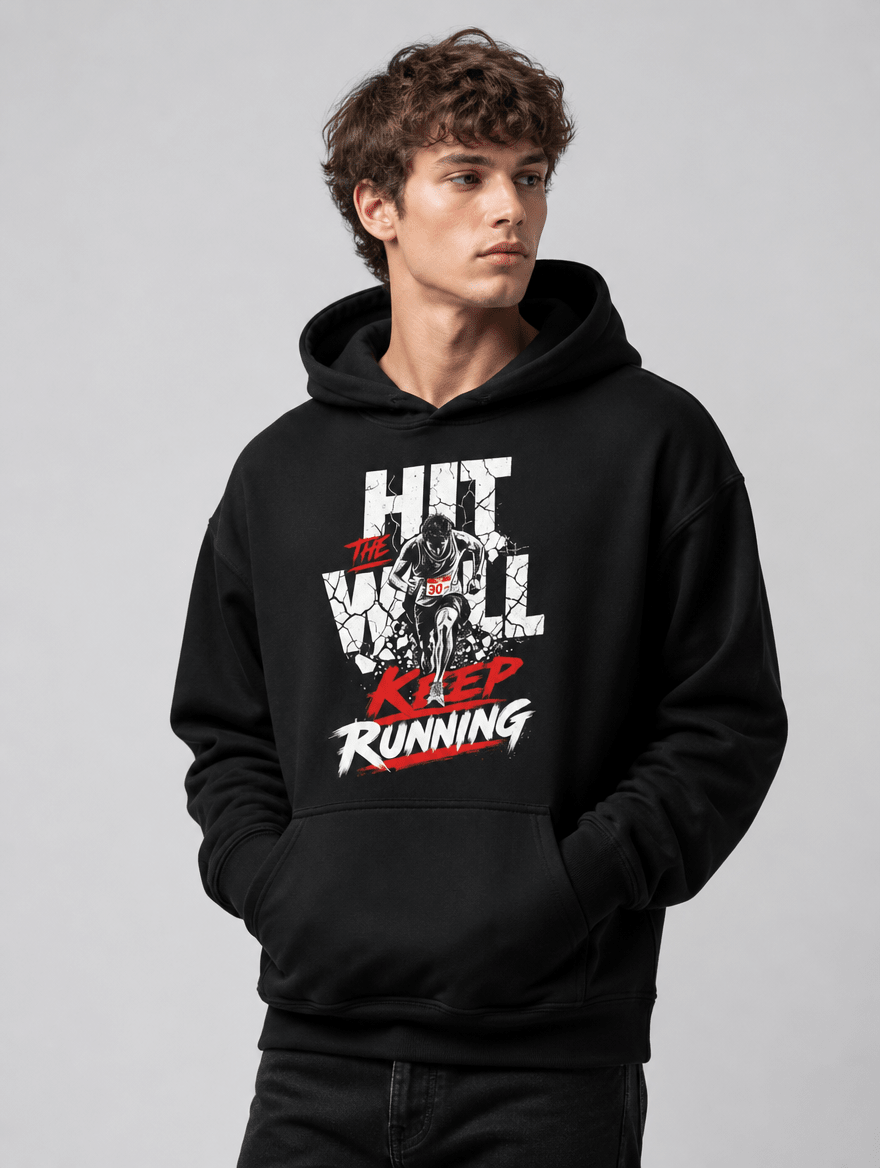 Hoodie "HIT THE WALL" – Running & Laufen S–5XL | Black Ursus - Streetwear - size_range | Black Ursus