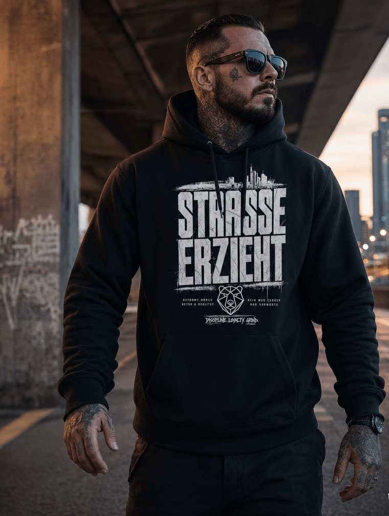 Hoodie "Straße erzieht" – Urban Streetwear S–5XL | Black Ursus - Streetwear - size_range | Black Ursus