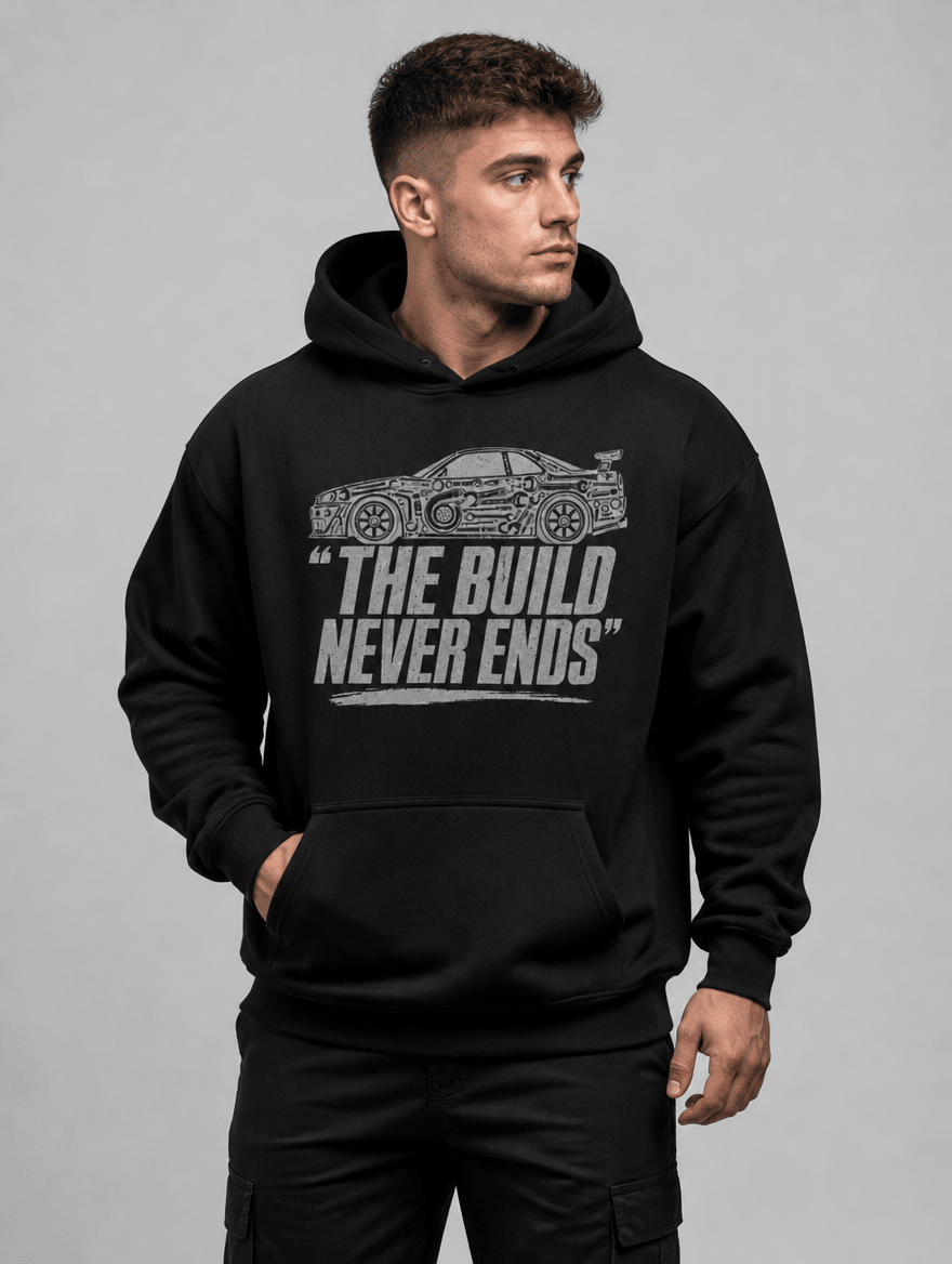 Hoodie "The Build Never Ends" – Gym & Bodybuilding S–5XL | Black Ursus - Streetwear - size_range | Black Ursus