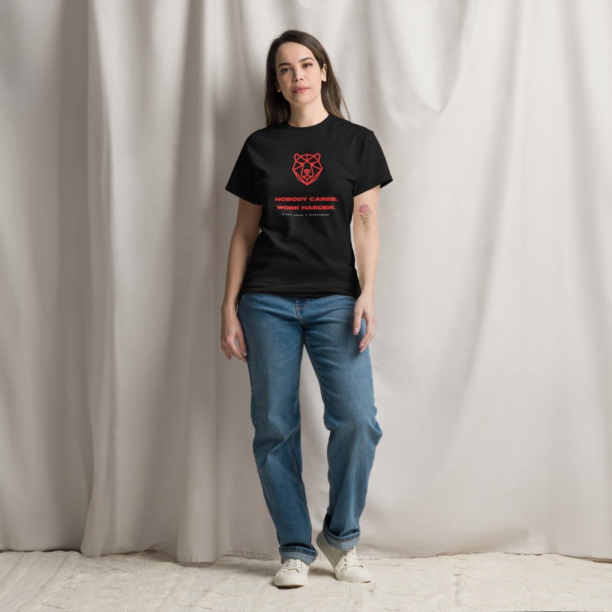 NOBODY CARES. WORK HARDER. Unisex T-Shirt - Streetwear - size_range | Black Ursus