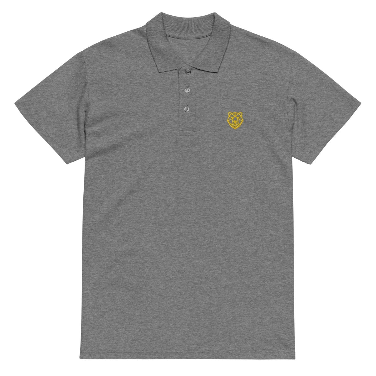 Premium Polo Shirt "Black Ursus" – Piqué, Logo - Stick Gold, S–5XL - Streetwear - size_range | Black Ursus