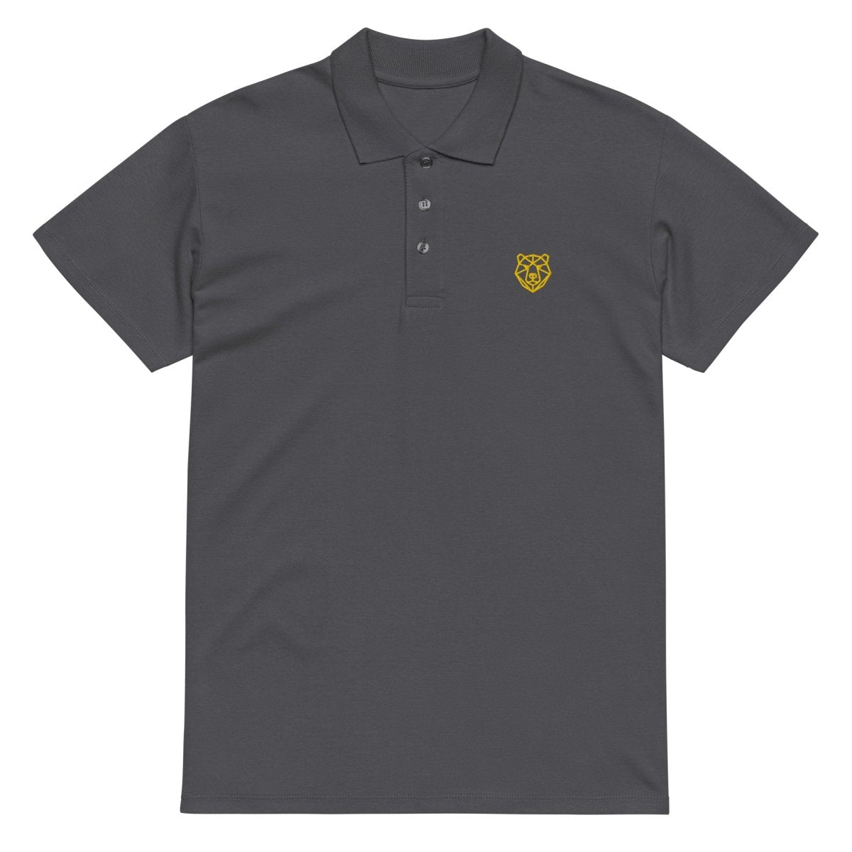 Premium Polo Shirt "Black Ursus" – Piqué, Logo - Stick Gold, S–5XL - Streetwear - size_range | Black Ursus