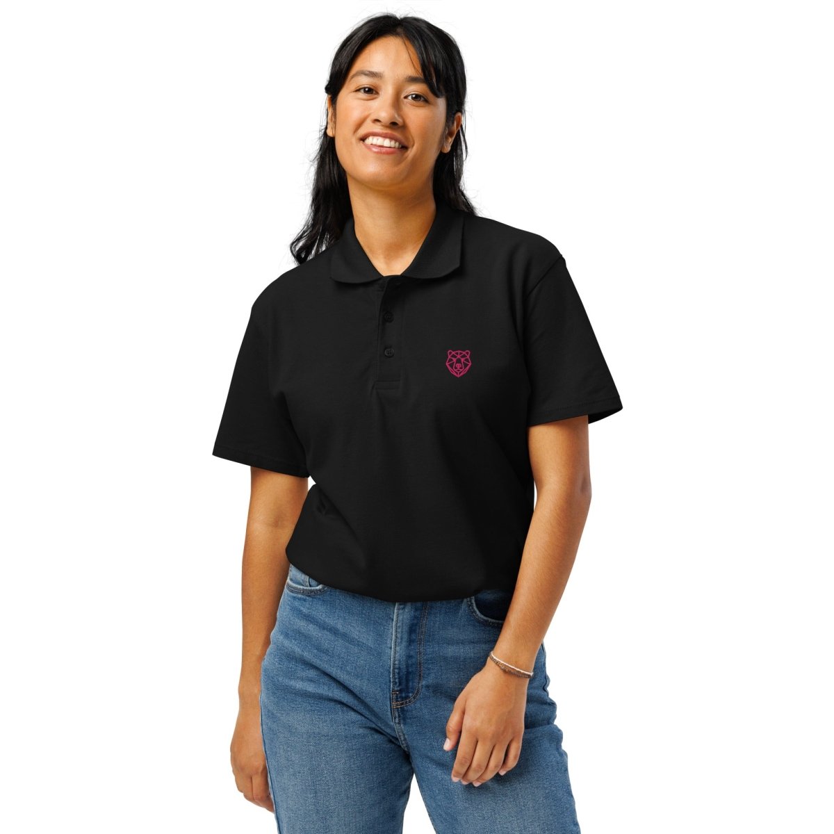 Premium Polo Shirt "Black Ursus" – Piqué, Logo - Stick Magenta, S–5XL - Streetwear - size_range | Black Ursus