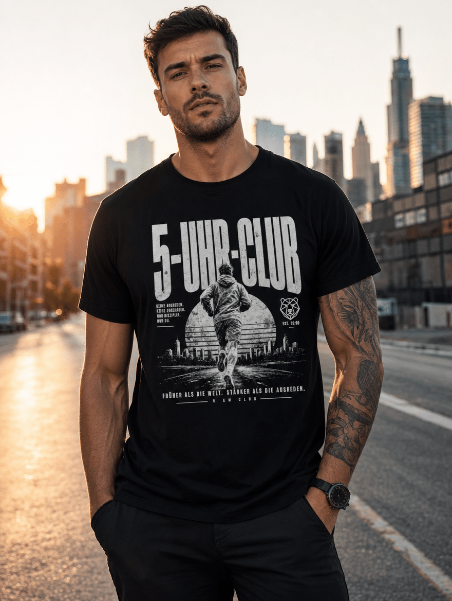 T-Shirt "5-Uhr-Club" – Running & Laufen S–5XL | Black Ursus - Streetwear - size_range | Black Ursus