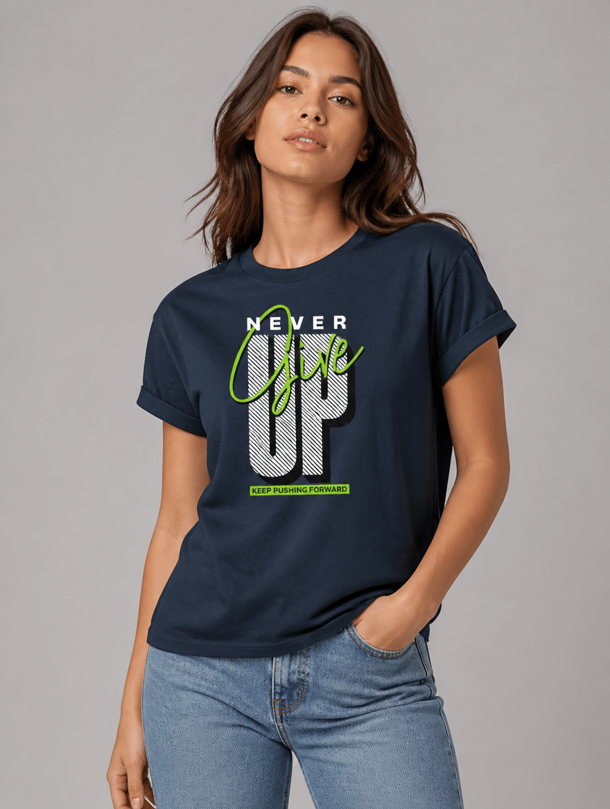 T-Shirt "Never Give Up" – Gym & Bodybuilding S–5XL | Black Ursus - Streetwear - size_range | Black Ursus
