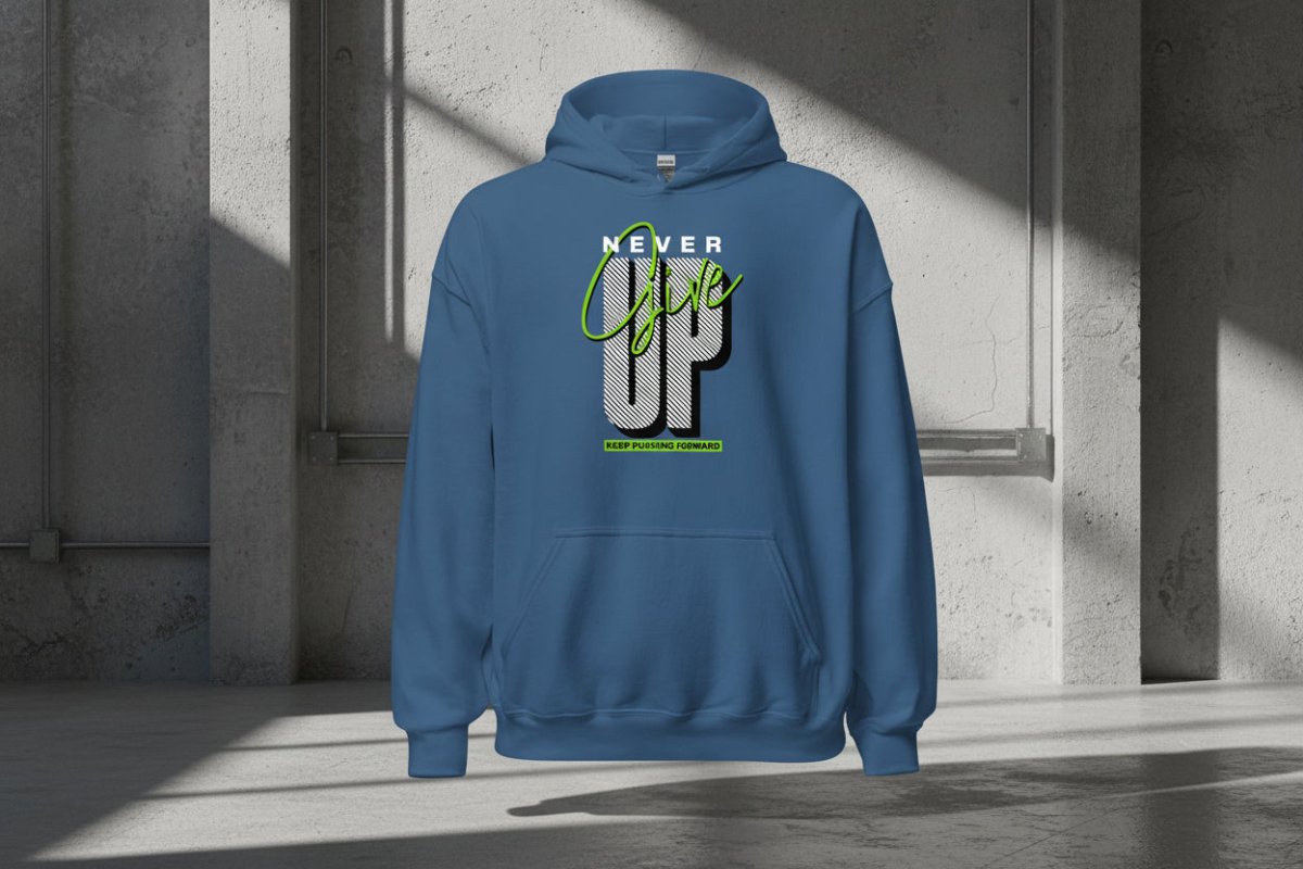 Unisex Hoodie "Never give up" - Streetwear - size_range | Black Ursus