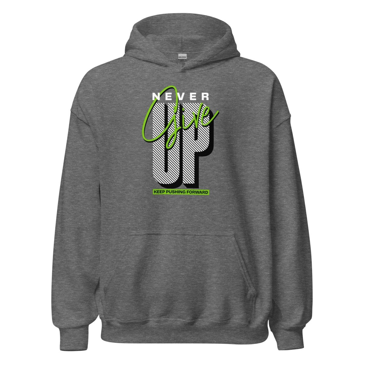 Unisex Hoodie "Never give up" - Streetwear - size_range | Black Ursus